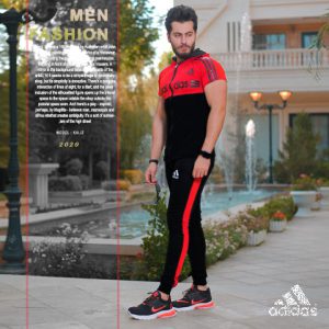 ست تیشرت شلوار زیپ دار Adidas مدل Kaliz قرمز