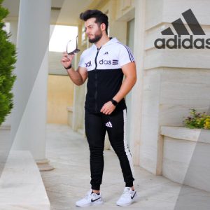 ست تیشرت شلوار زیپ دار Adidas مدل Kaliz سفید