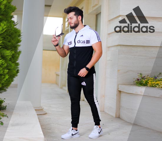 ست تیشرت شلوار زیپ دار Adidas مدل Kaliz سفید