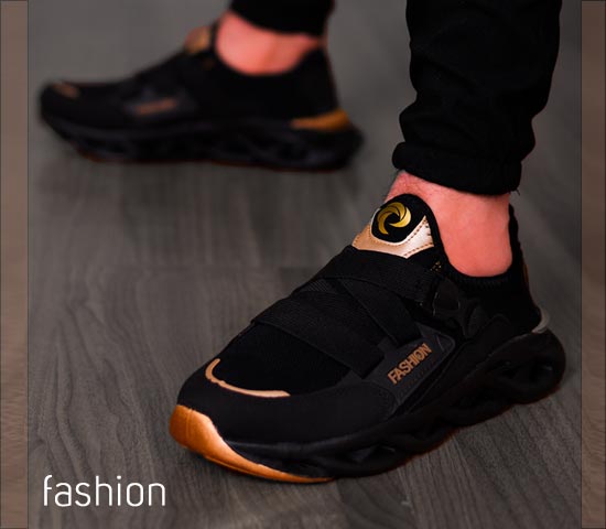 کفش مردانه مدل Fashion مشکی،طلایی