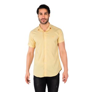 پیراهن نخی مردانه استین کوتاه ساده مدل 43811