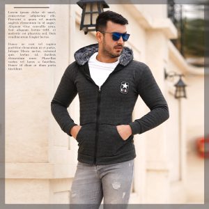 سویشرت مردانه کلاهدار خز Harper طوسی