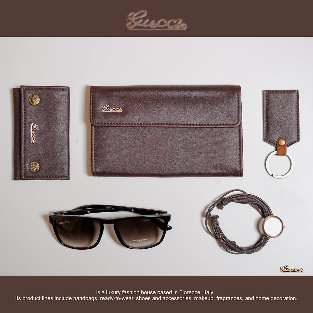 ست کامل چرمی Gucci مدل قهوه ای ۴۲۶۹
