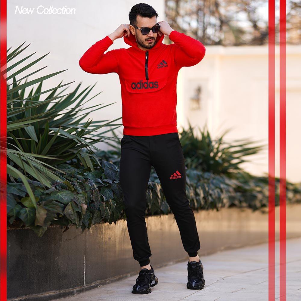 ست سویشرت شلوار adidas مدل silence قرمز