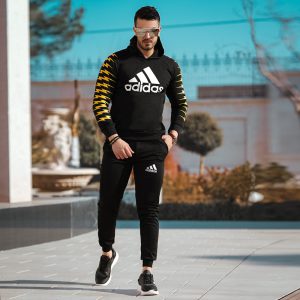 ست سویشرت شلوار Adidas مدل Rolex مشکی زرد