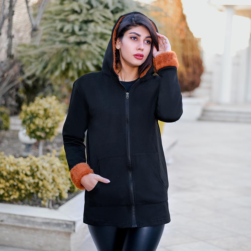 سویشرت زنانه کلاهدار خز Ariyan