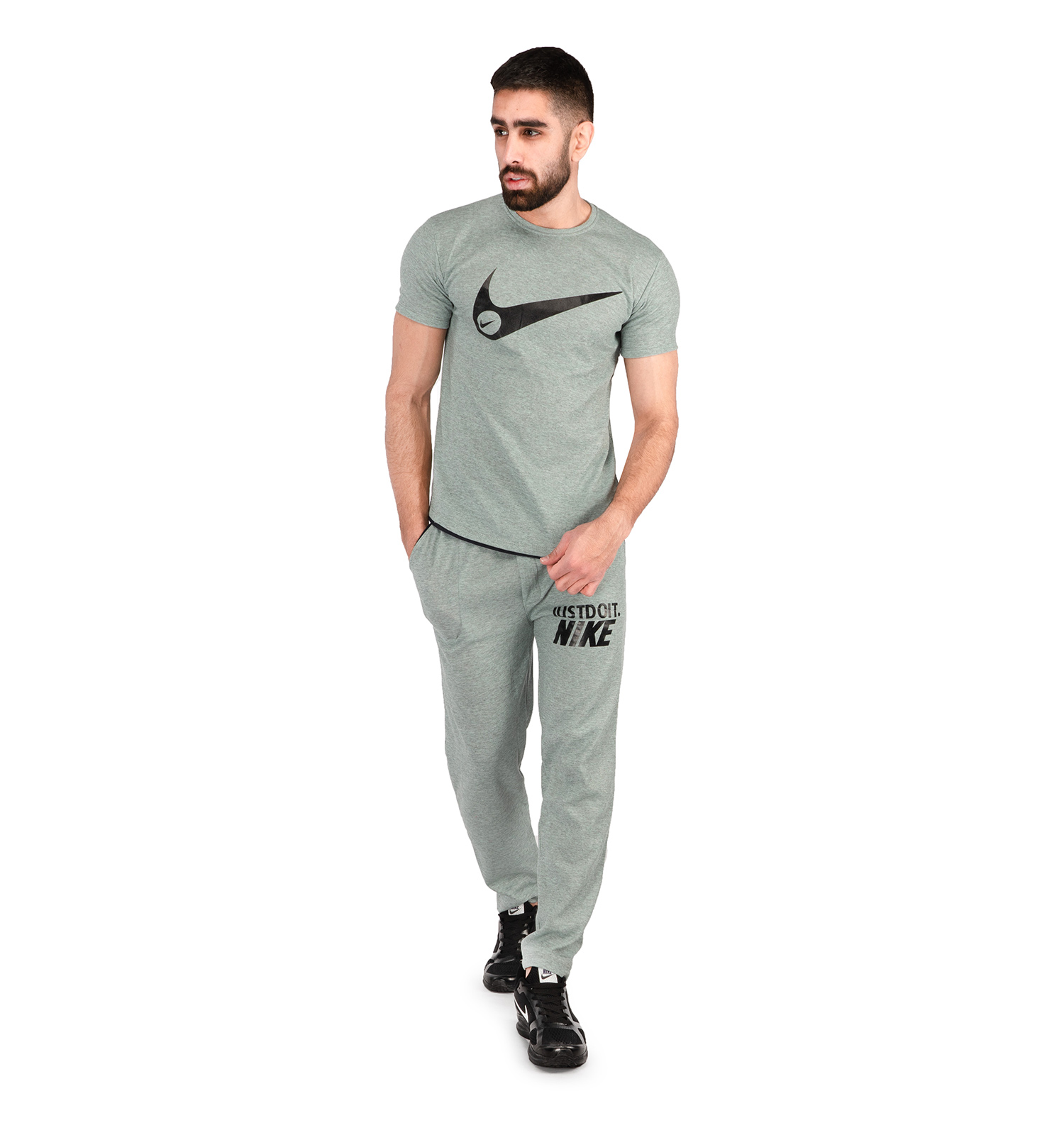 ست تیشرت شلوار مردانه Nike ساده یقه گرد مدل 42928