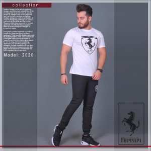 ست تیشرت شلوار مردانه مدل Ferrari سفید