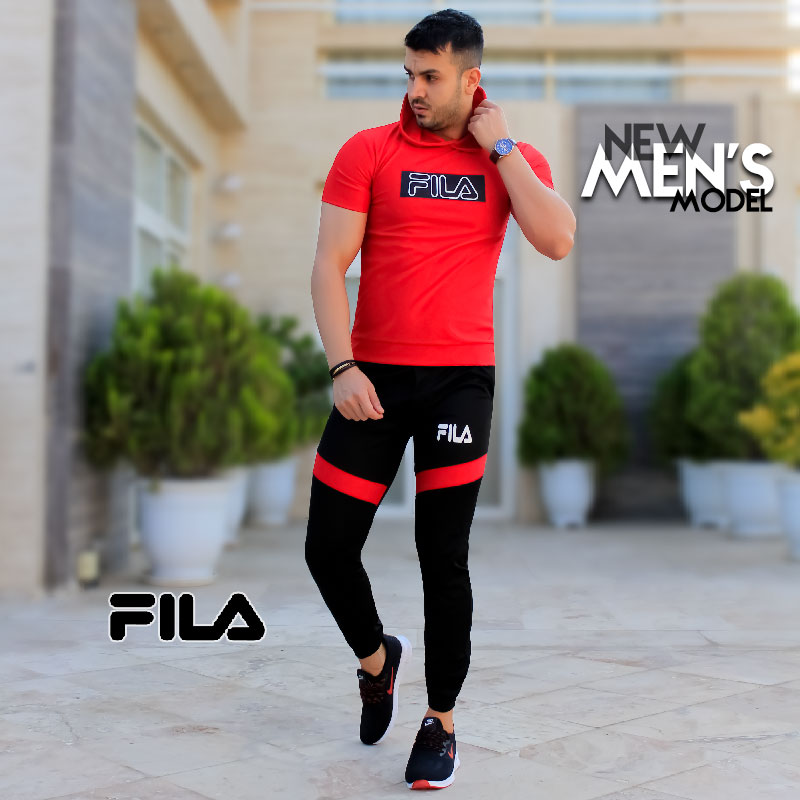 ست تیشرت شلوار کلاهدار Fila مدل chikom قرمز