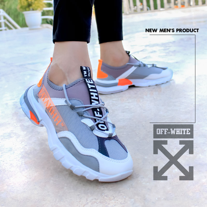 کفش مردانه off white مدل bep طوسی نارنجی