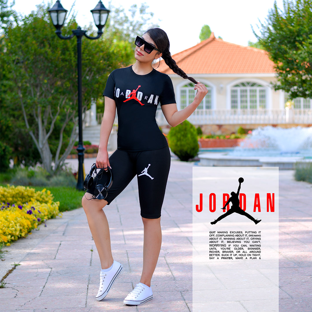 ست تیشرت شلوارک زنانه Jordan مدل Elizabeth