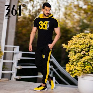 ست تیشرت شلوار مردانه کلاهدار 361 مدل Alfa