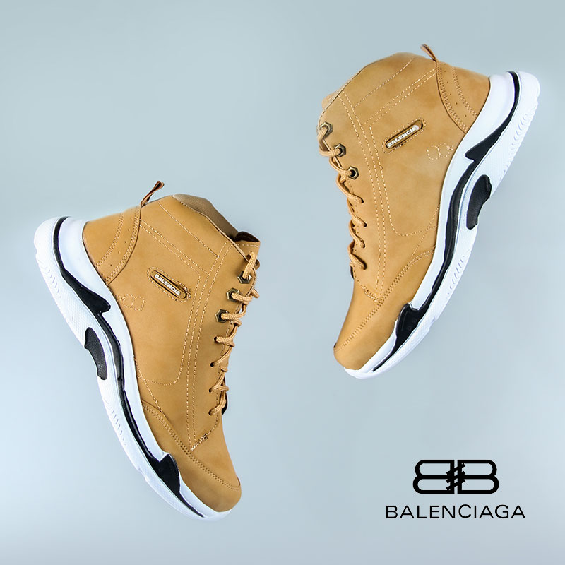 کفش ساقدار Balenciaga مدل Hoka عسلی