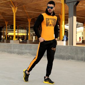 ست سویشرت شلوار مدل Cr7 مشکی زرد