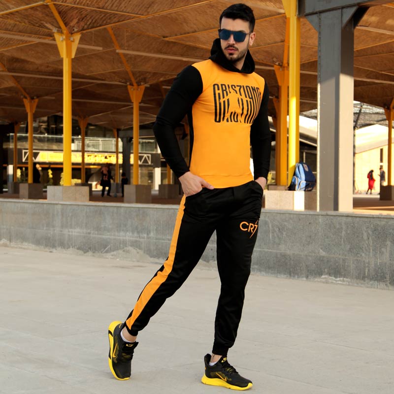 ست سویشرت شلوار مدل Cr7 مشکی زرد