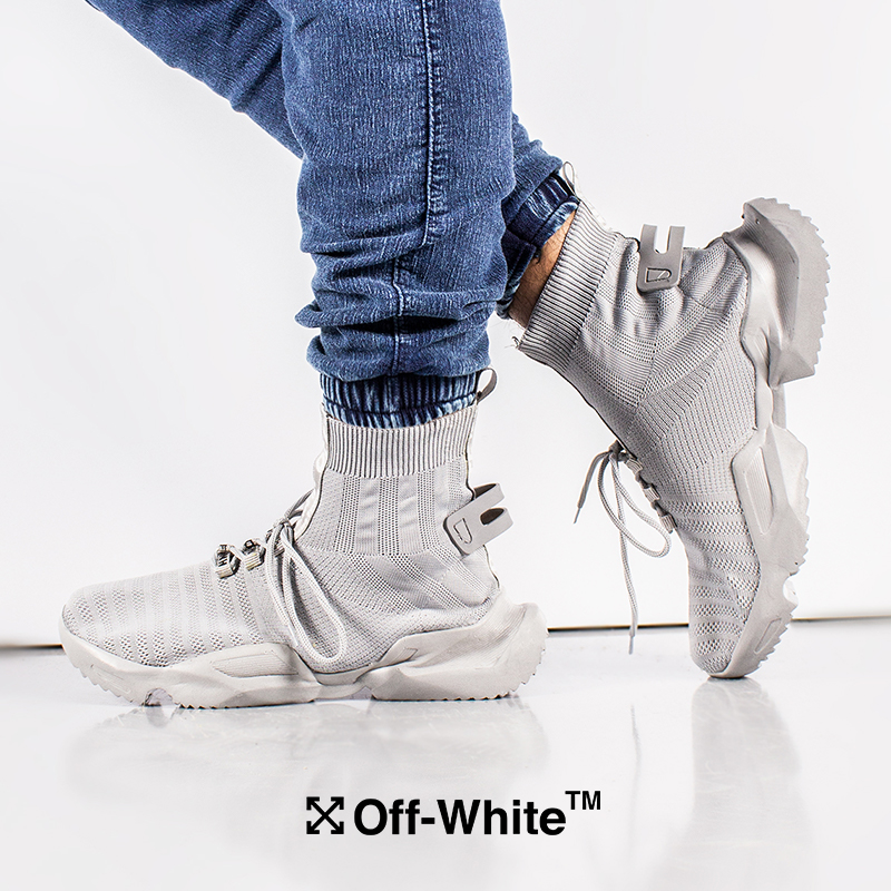 کفش ساقدار Off white مدل socuring طوسی
