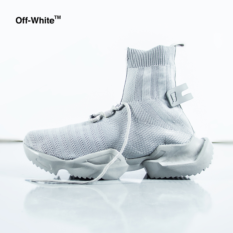 کفش ساقدار Off white مدل socuring طوسی