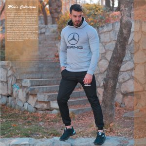 ست سویشرت شلوار بنز مدل AMG طوسی