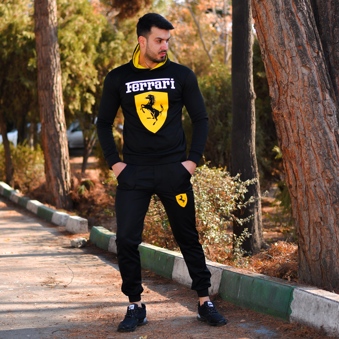 ست سویشرت شلوار Ferrari زرد مشکی