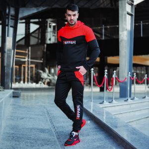 سویشرت شلوار Ferrari مدل Atyal مشکی قرمز