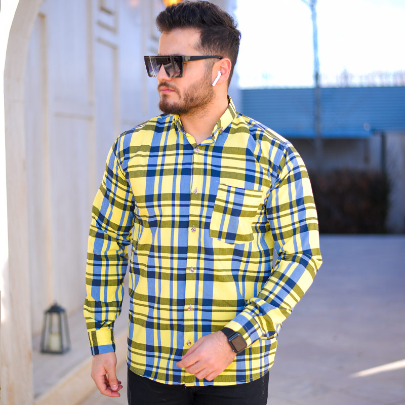 پیراهن مردانه مدل Nihad لیمویی