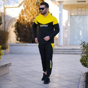 سویشرت شلوار Ferrari مدل Atyal مشکی زرد