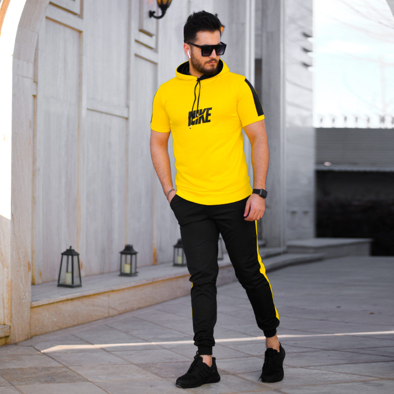 ست تیشرت شلوار Nike مدل shikson زرد