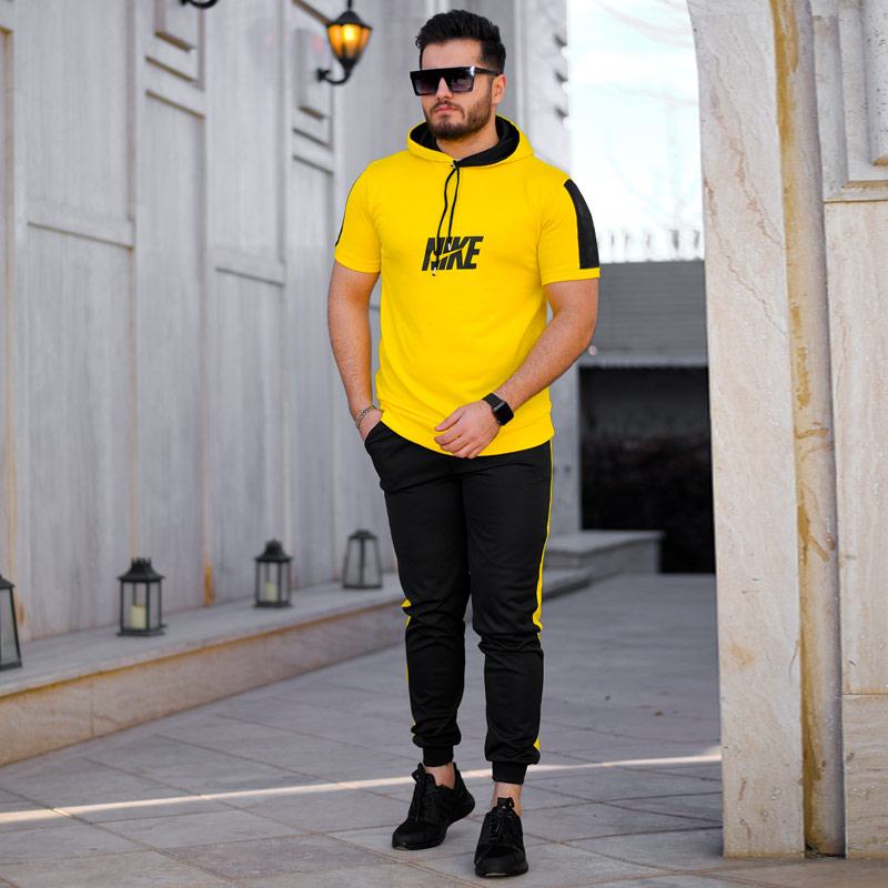ست تیشرت شلوار Nike مدل shikson زرد