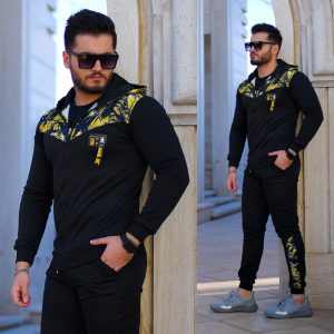ست سویشرت شلوار مدل merinos مشکی زرد