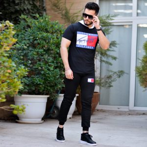 ست تیشرت شلوار کلاهدار tommy مدل Hilfiger مشکی