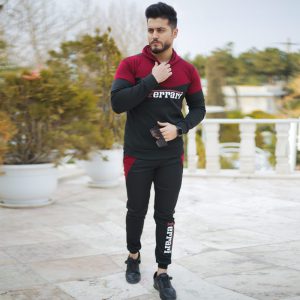 سویشرت شلوار Ferrari مدل Atyal مشکی زرشکی