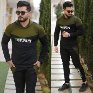 سویشرت شلوار Ferrari مدل Atyal مشکی سبز