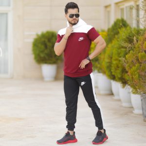 تیشرت شلوار کلاهدار NIKE مدل Fidar زرشکی