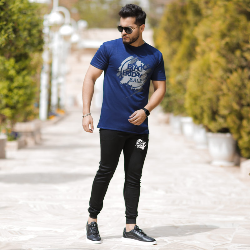 ست تیشرت شلوار مردانه مدل Black Friday سورمه ای