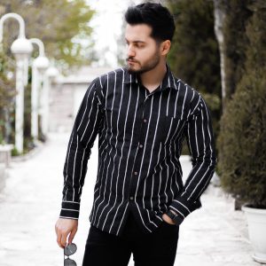 پیراهن مردانه مدل Japan مشکی سفید