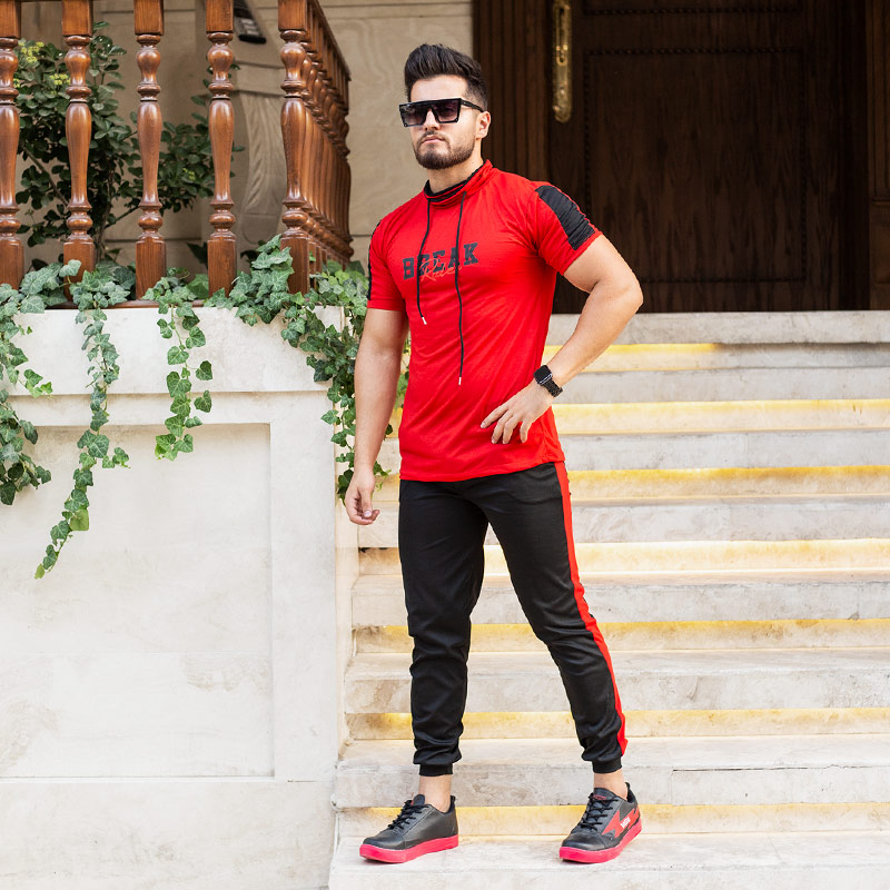 ست تیشرت شلوار مردانه مدل BREAK قرمز