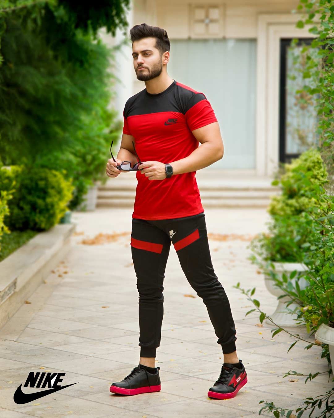 ست تیشرت شلوار مردانه Nike مدل Macan قرمزمشکی