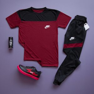 ست تیشرت شلوار مردانه Nike مدل Macan مشکی زرشکی