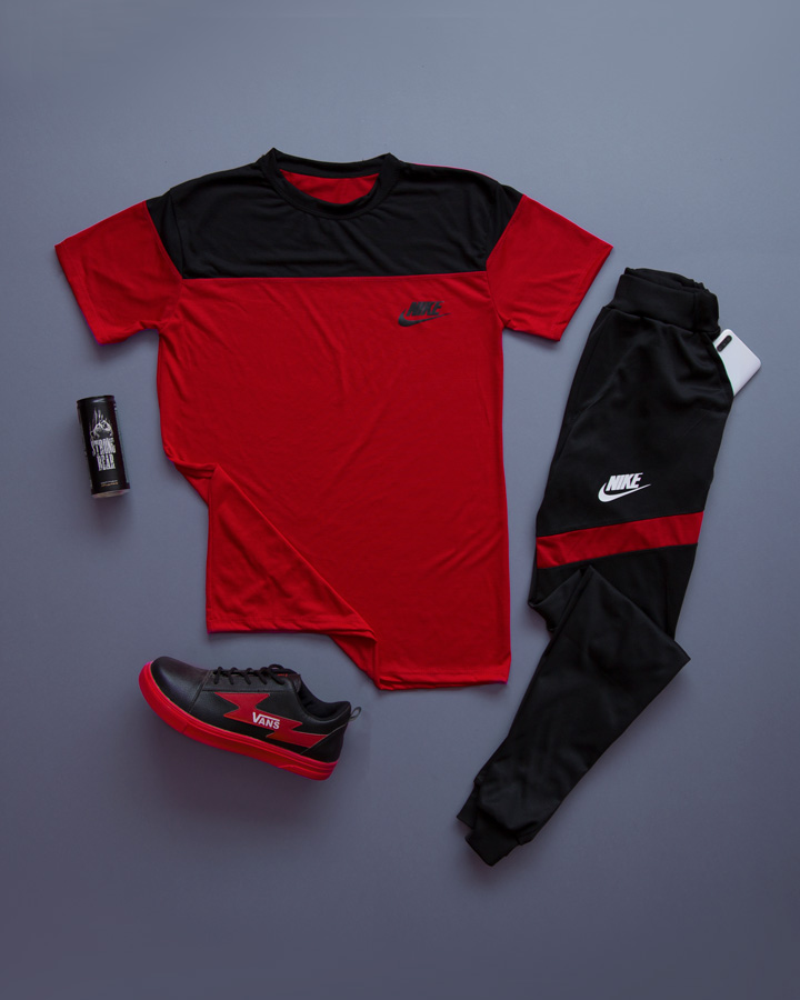 ست تیشرت شلوار مردانه Nike مدل Macan قرمزمشکی