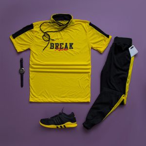 ست تیشرت شلوار مردانه مدل BREAK زرد