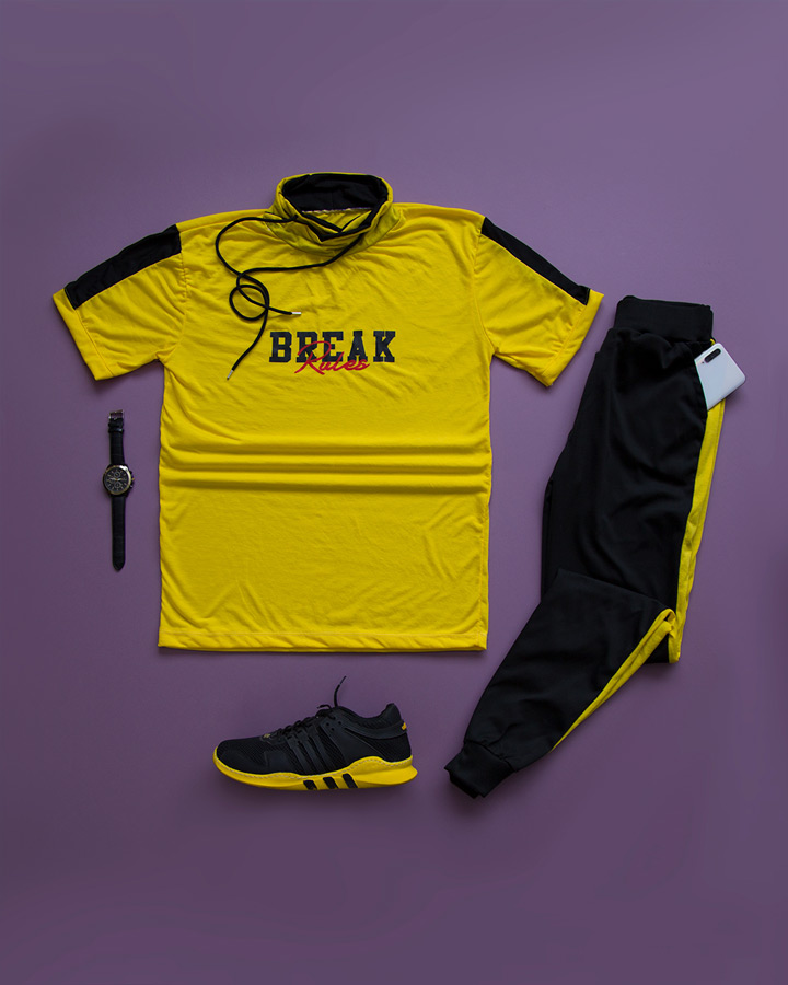 ست تیشرت شلوار مردانه مدل BREAK زرد