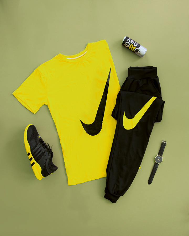 ست تیشرت شلوار Nike مدل calin زرد