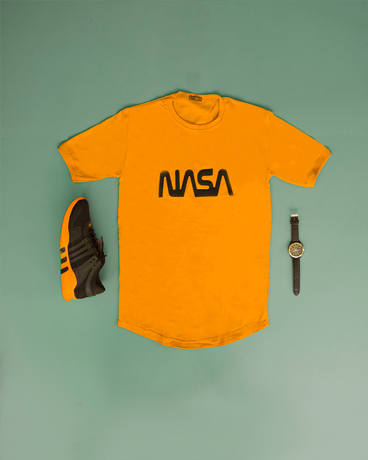 تیشرت مردانه مدل NASA خردلی