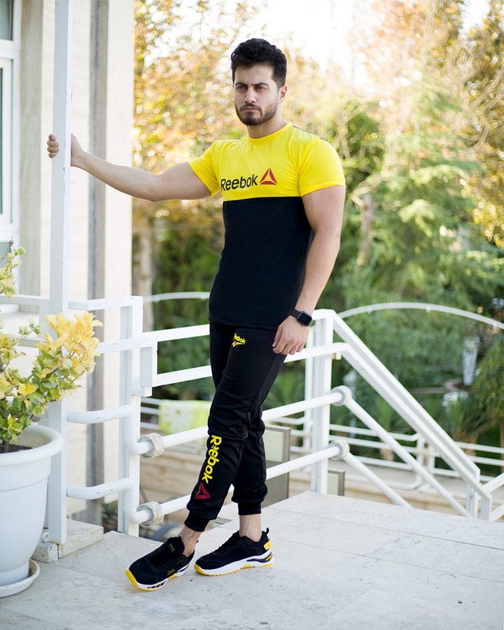 ست تیشرت شلوار Reebok مدل GK مشکی زرد