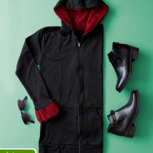 سویشرت زنانه کلاهدار خز Arzhan قرمز