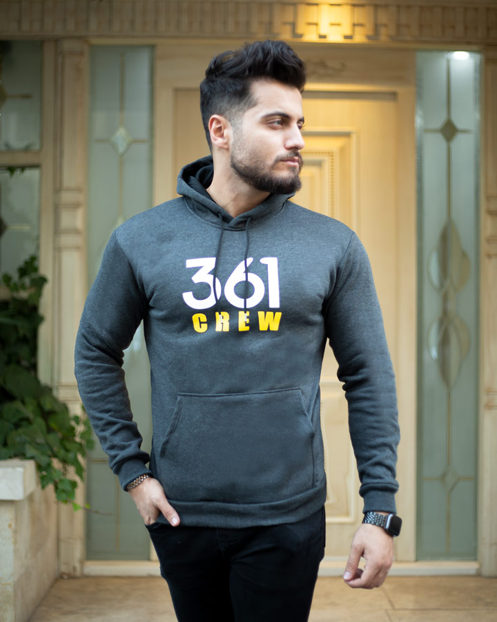 هودی مردانه مدل GREW زغالی