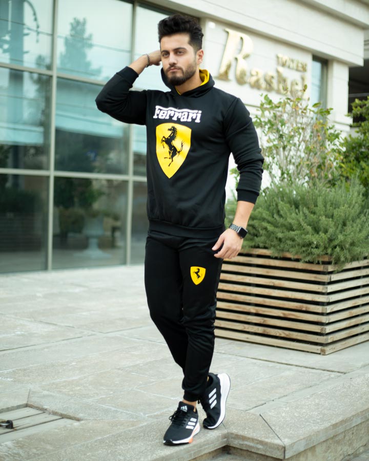 ست سویشرت شلوار Ferrari زرد مشکی
