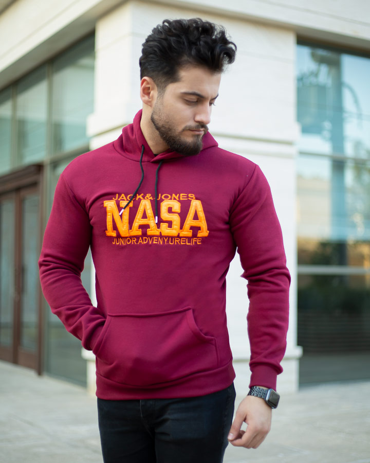 هودی مردانه Nasa مدل Jack زرشکی