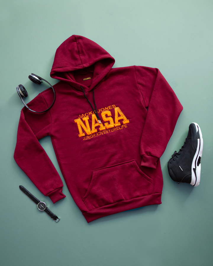 هودی مردانه Nasa مدل Jack زرشکی