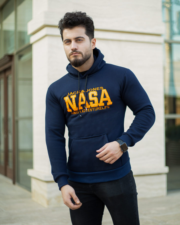 هودی مردانه Nasa مدل Jack سورمه ای